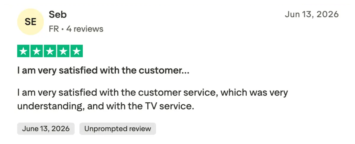 Trustpilot klantbeoordeling 3 voor OMNIPTV